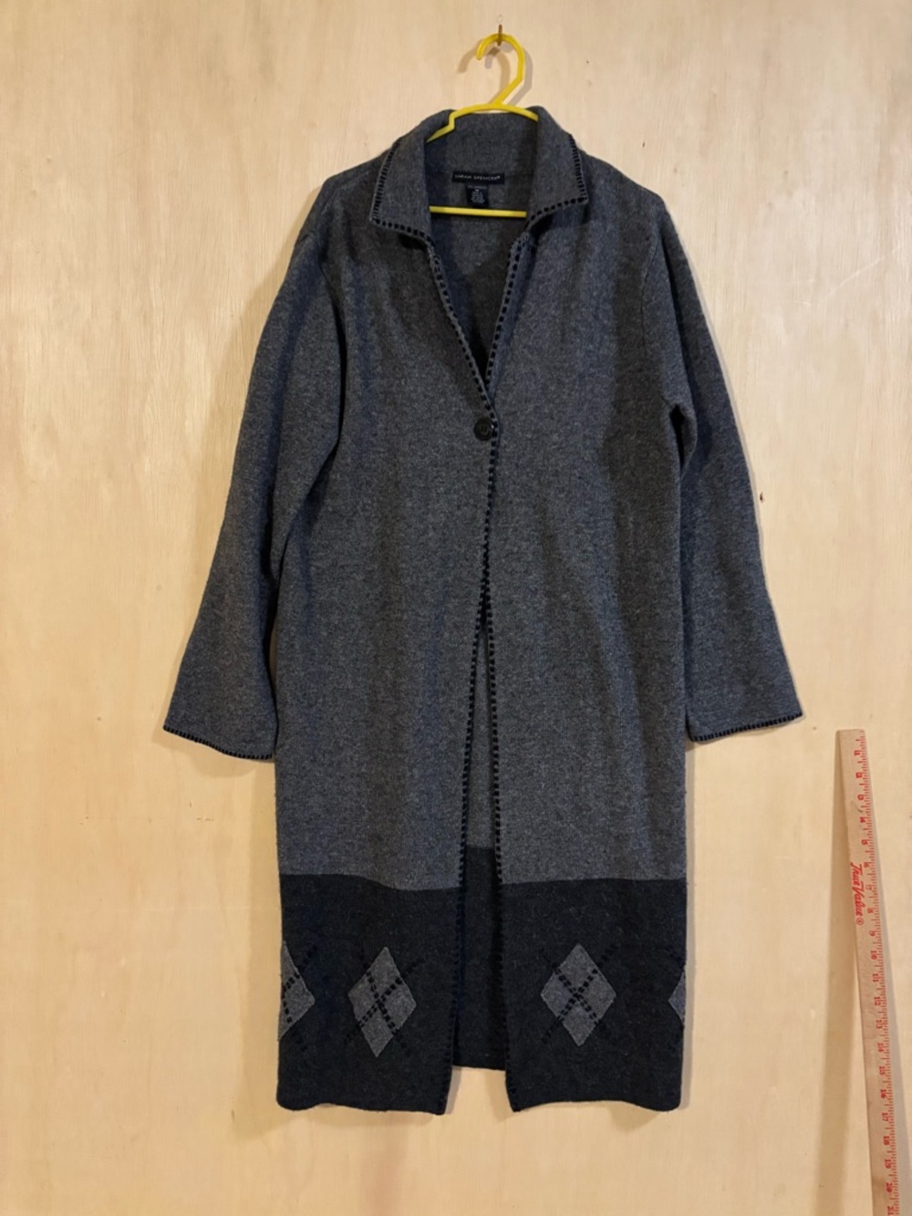 Sarah Spencer Charcoal and Black Long Knit Cardigan